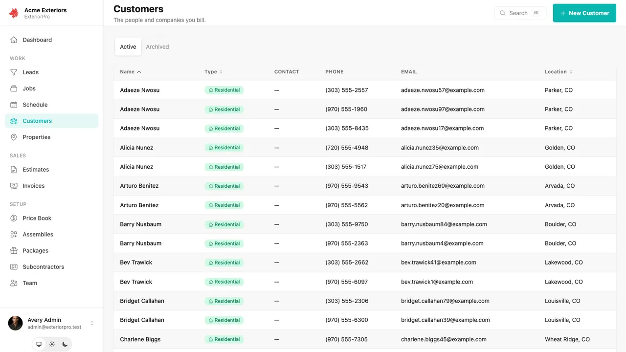 Customer and contact management