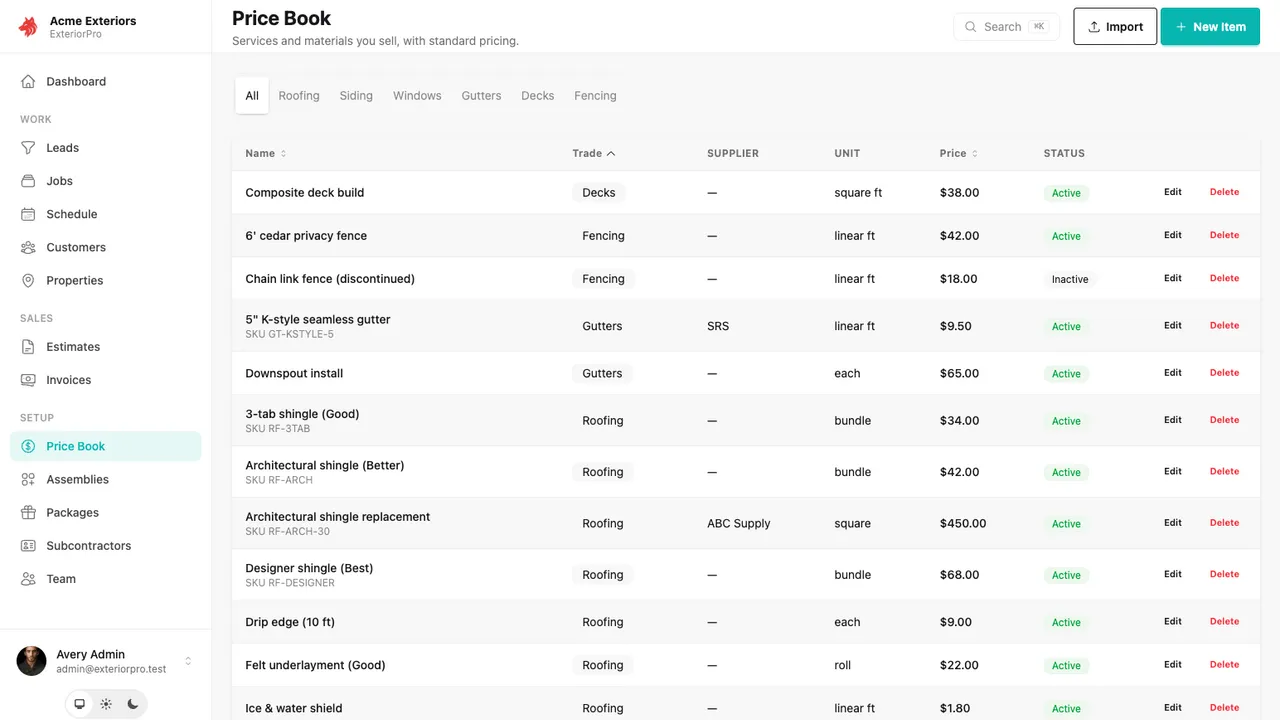 Price book